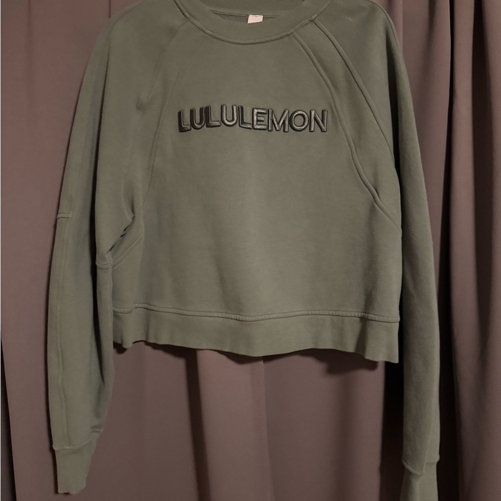 lululemon athletica Olive Green Cropped Sweatshirt